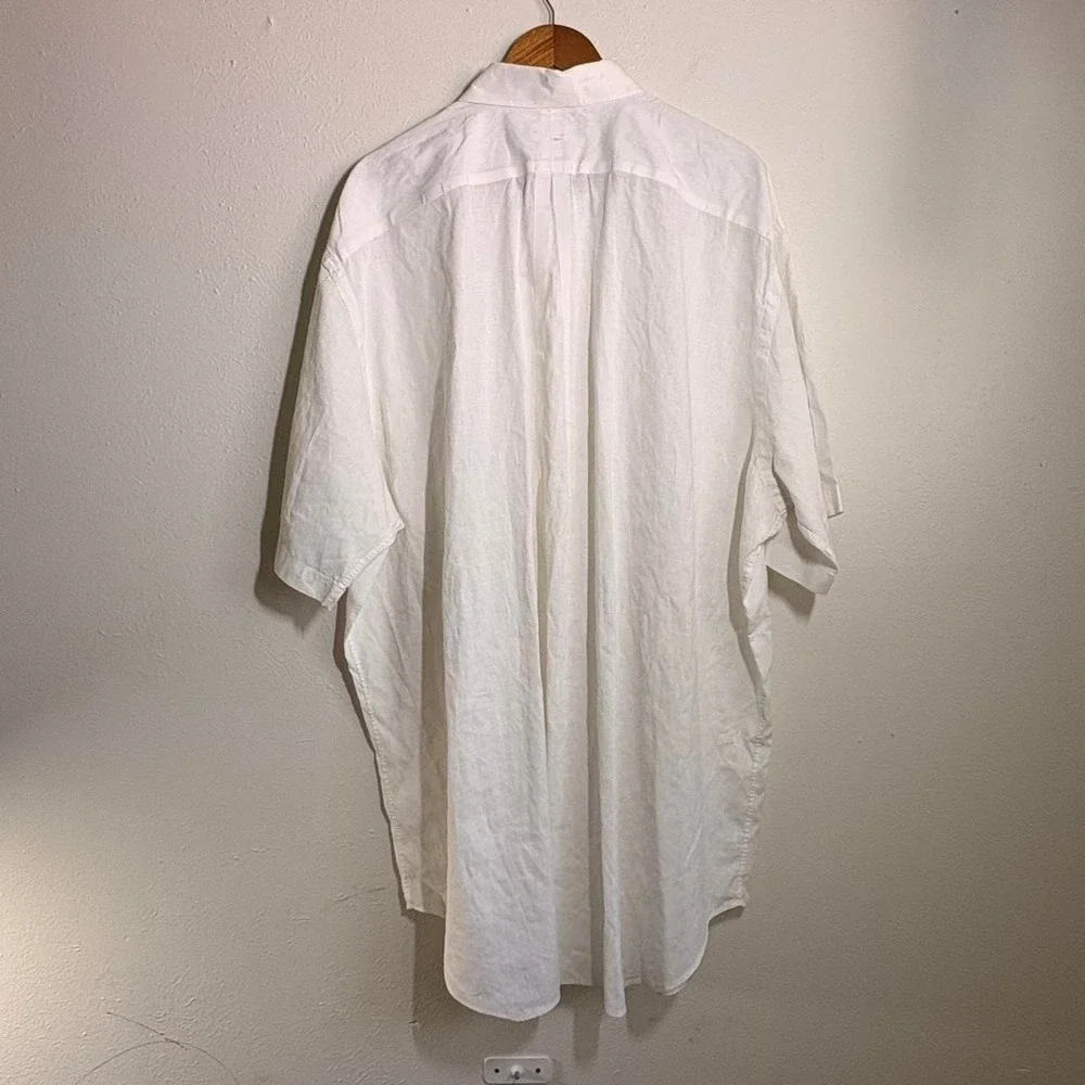 Polo Ralph Lauren Classic White Button Up Preppy Shirt 3XL Tall Linen/Cotton